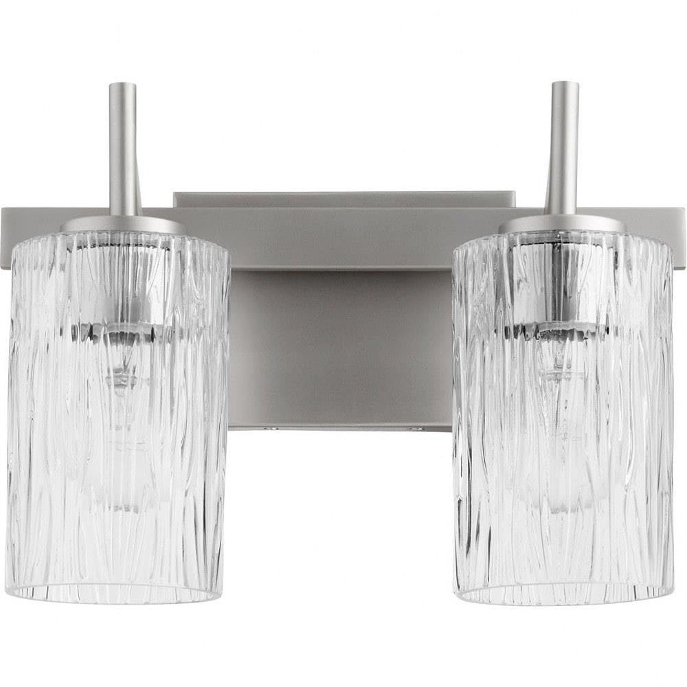 520-2-65 Contemporary Modern Two Light Vanity Light Fixture in Pewter, Nickel & Silver Finish - Perfect for Bathroom Vanity, Dressing Room & Bedroom Lighting