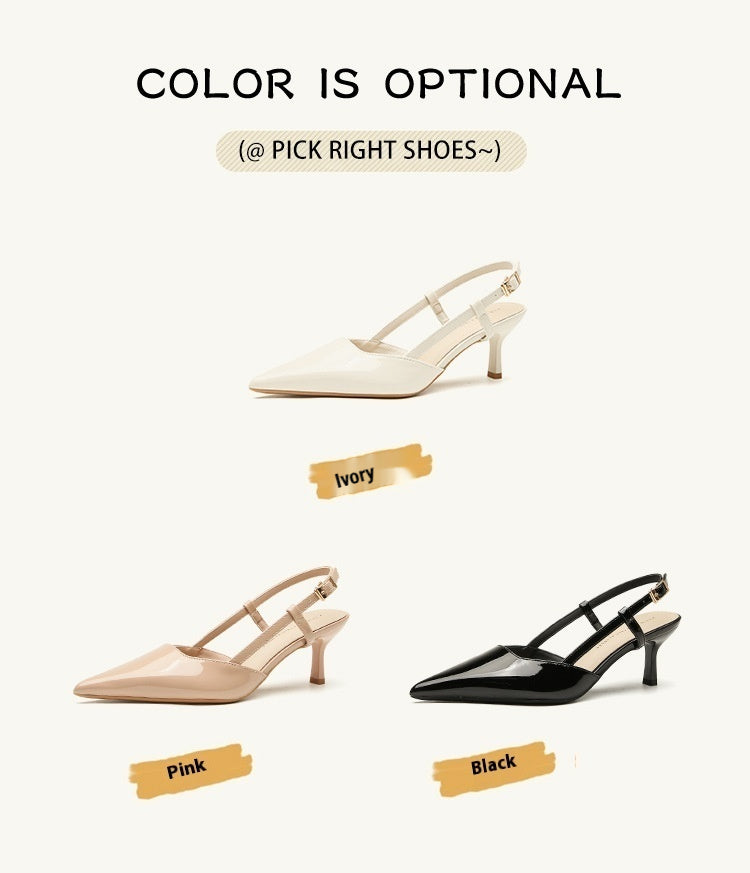 Stylish Faux Leather Pointy Stiletto Mid Heel Sandals for Women - Comfortable & Fashionable Dress Shoes for Parties, Weddings & Evening Events