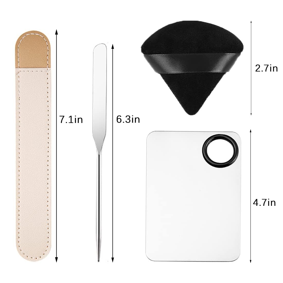 INOG Picasso Korean Makeup Spatula - Professional Foundation & Eyeshadow Applicator with Palette & Powder Puff - Perfect for Makeup Artists, Nail Art & DIY Beauty (1 Count) - Ideal for Salon, Home Use & Travel Makeup Kit