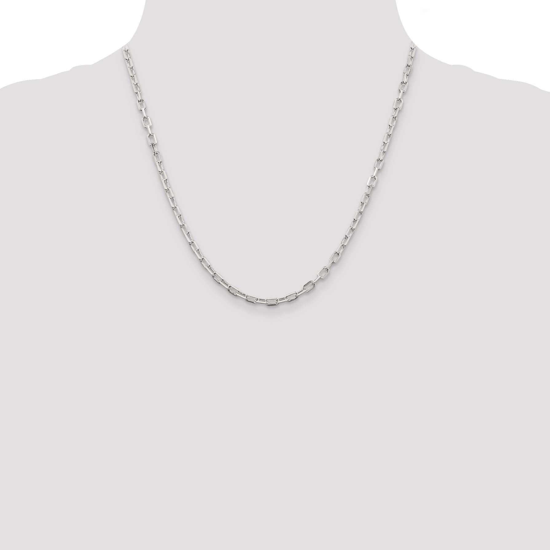 IceCarats 925 Sterling Silver 3.75mm Long Link Cable Chain Necklace for Women - Dainty Layering Jewelry, Everyday Wear & Gift for Her