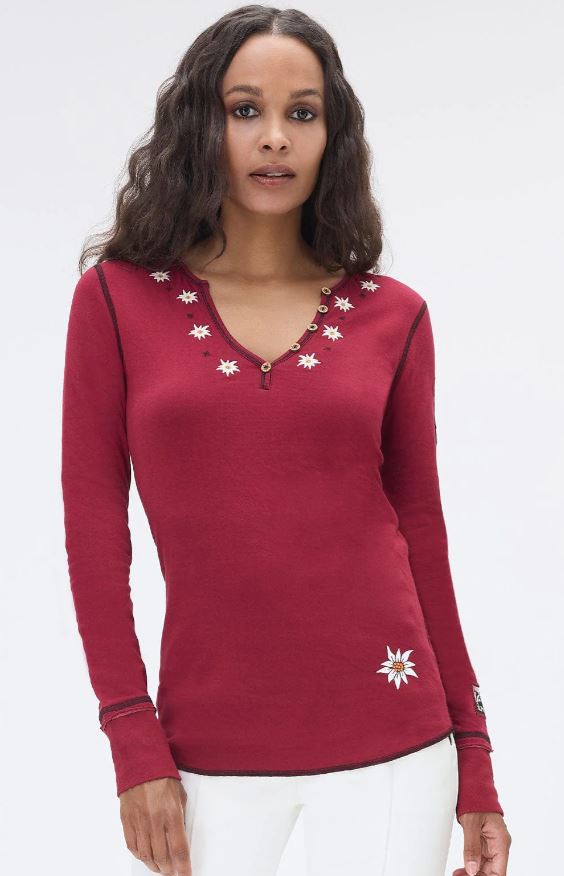 Signature Alpen Schatz Swiss Henley Shirt for Men - Premium Cotton Red Button-Up Casual Shirt - Perfect for Outdoor Adventures & Date Nights