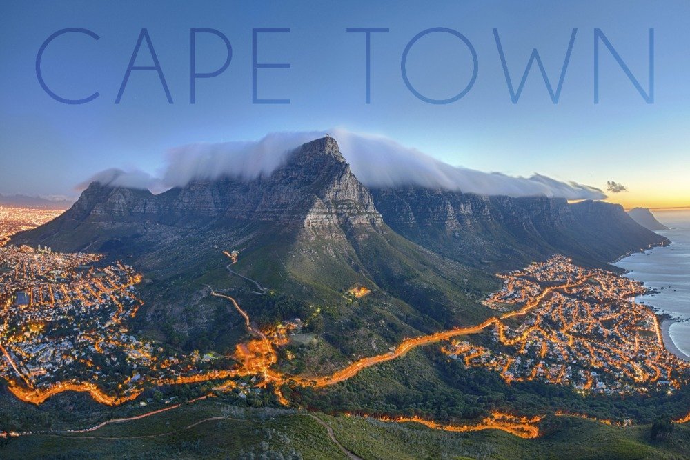 Signed Table Mountain Cape Town South Africa 24x36 Art Print - Premium Wall Decor Poster for Living Room, Office & Home Decoration