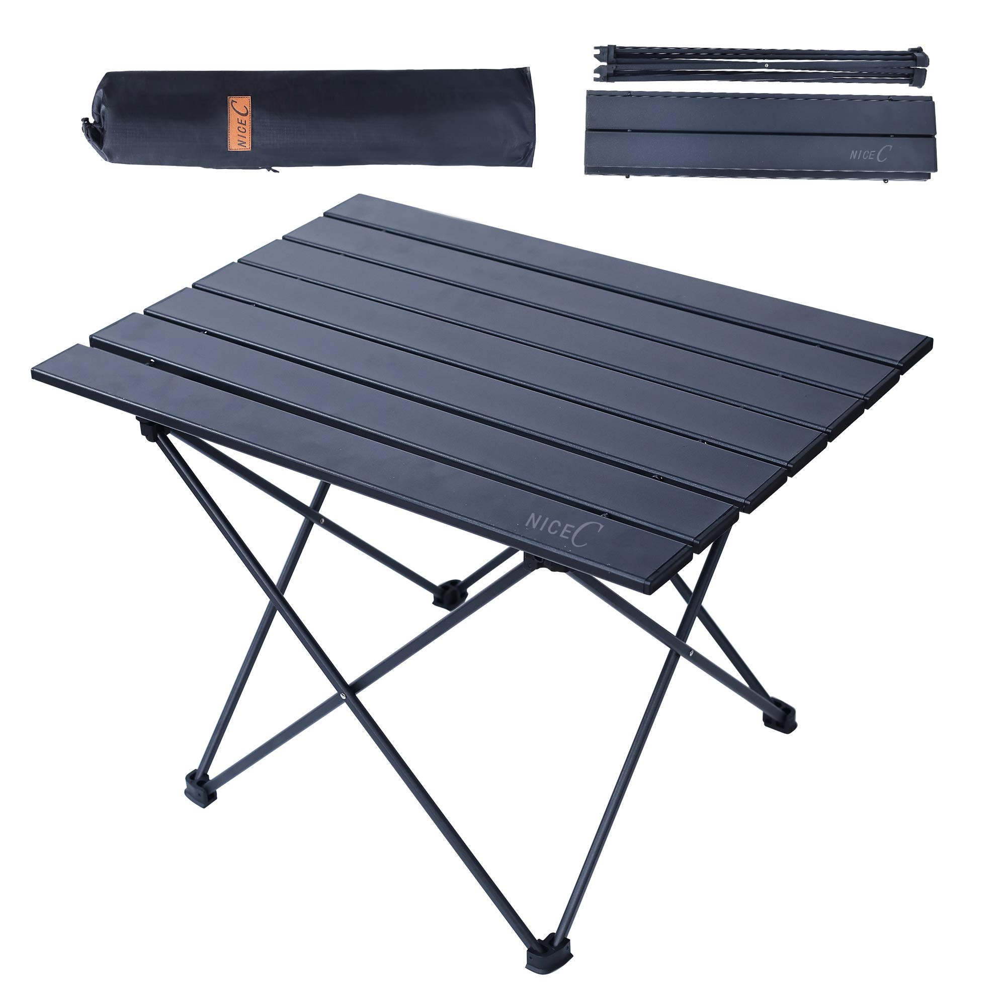 Ultralight Aluminum Folding Camping Table - Portable Roll Up Compact Picnic Table with Carry Bag for Outdoor, Beach, Camping, Office & Indoor Use - Durable & Space-Saving Small Table