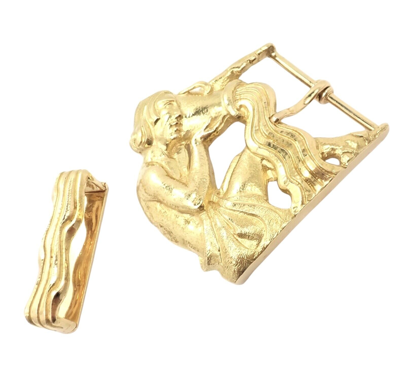 Vintage David Webb 18k Yellow Gold Zodiac Aquarius Belt Buckle - 1980s Luxury Collectible Jewelry for Fashion & Special Occasions