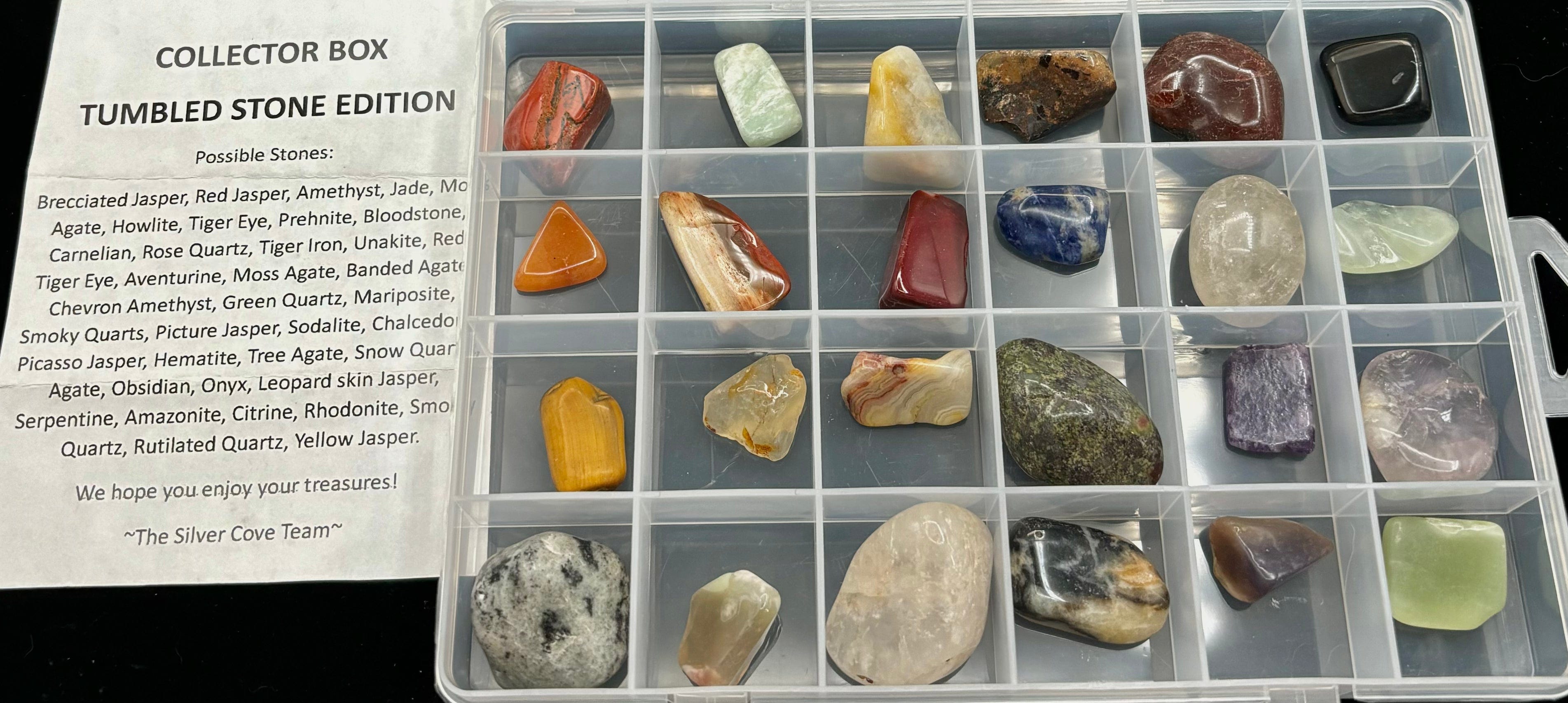 24 Piece Collectors Box Tumbled Stone Set - Healing Crystals for Meditation, Reiki & Home Decor - Perfect for Crystal Collectors & Spiritual Healing