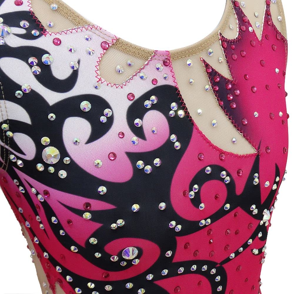 LIUHUO Kids Girls Synchronized Swimming Suit - Competition & Training Leotard with Hair Piece | Perfect for Swim Meets, Water Ballet & Practice