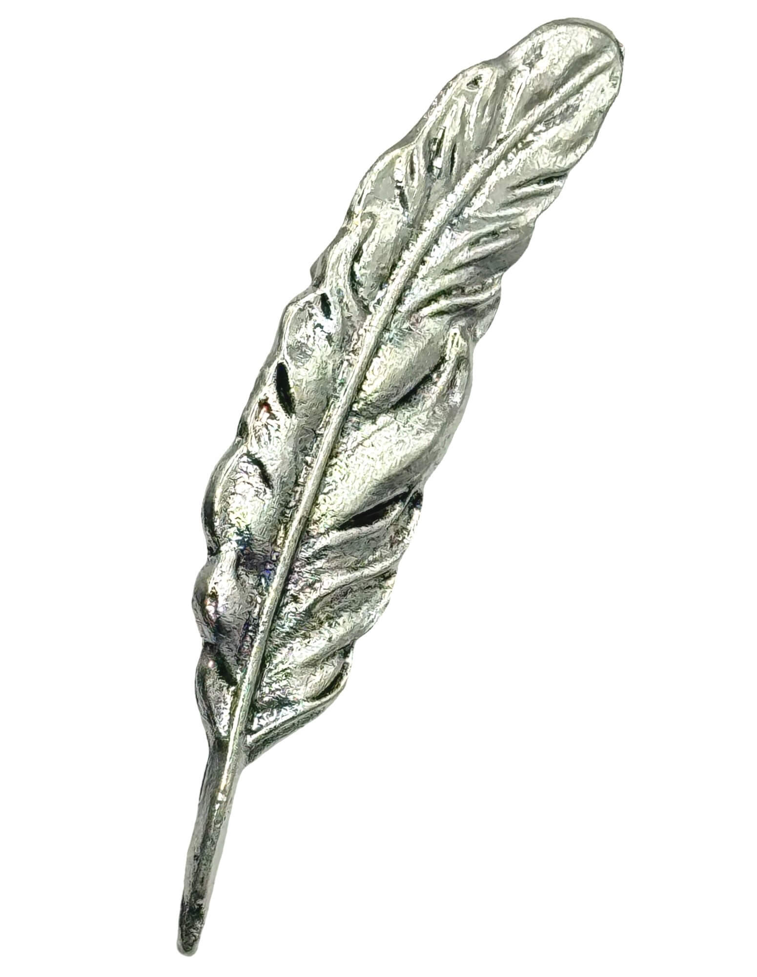 DÉCLIC Full Feather Pin - Silver Tone Elegant Brooch for Women, Fashion Accessories for Jackets, Hats, Scarves & Bags - Perfect for Parties, Weddings & Special Occasions