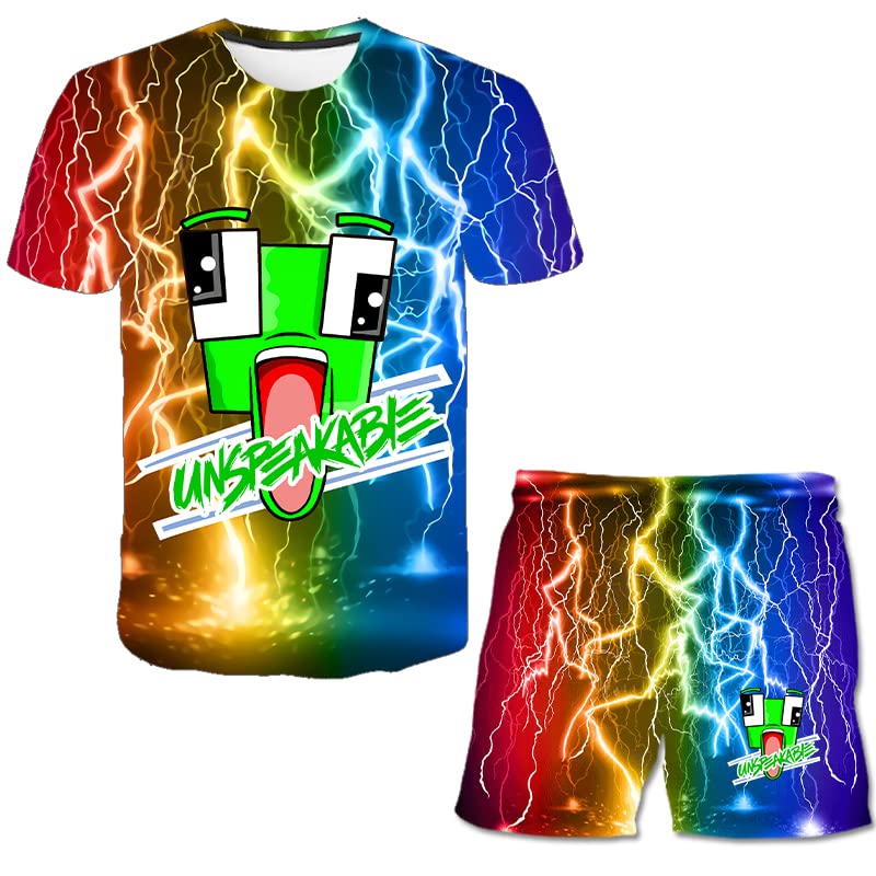 Tondswi Boys Girls Short Sleeve Suit 3D Printed Cartoon T-Shirts and Shorts Set - Cute Summer Outfits for Kids Playdate, Birthday Party & Family Vacation