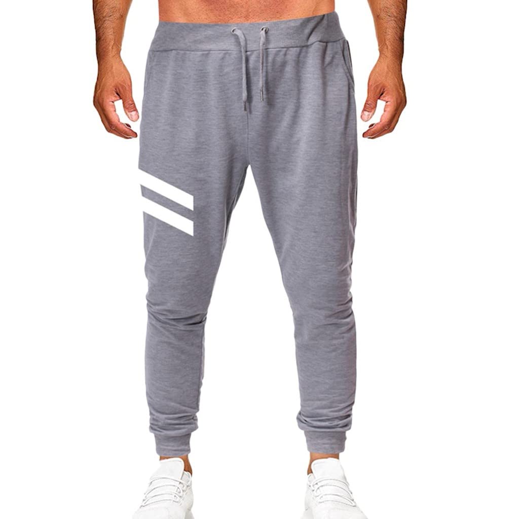 Men's Sports Running Pants - Breathable Long Casual Jogging Trousers with Drawstring Waist & Stylish Prints - Perfect for Outdoor Workouts, Gym Training and Daily Wear