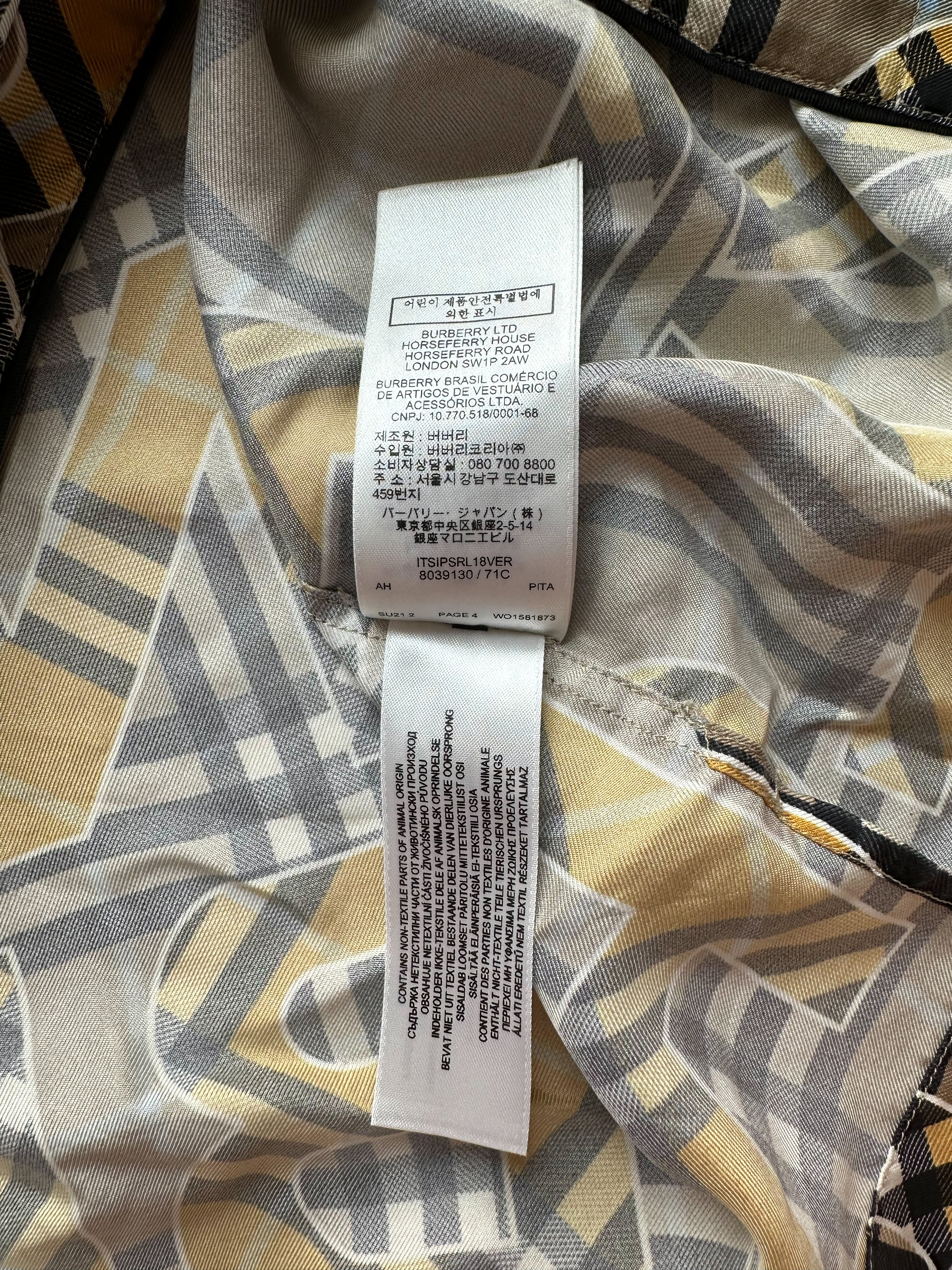 Burberry Beige & Yellow Repeat Logo Silk Shirt for Women - Luxury Designer Blouse for Office, Party & Special Occasions