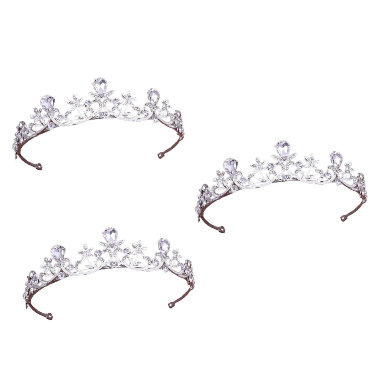 Sparkling Rhinestone Crown Set - 3PCS Wedding Bridal Tiara, Princess Headband for Birthday, Prom & Special Events - Crystal Queen Tiara, Hair Accessories for Kids, Brides & Women (White) - Perfect for Weddings, Parties, Pageants & Photo Shoots