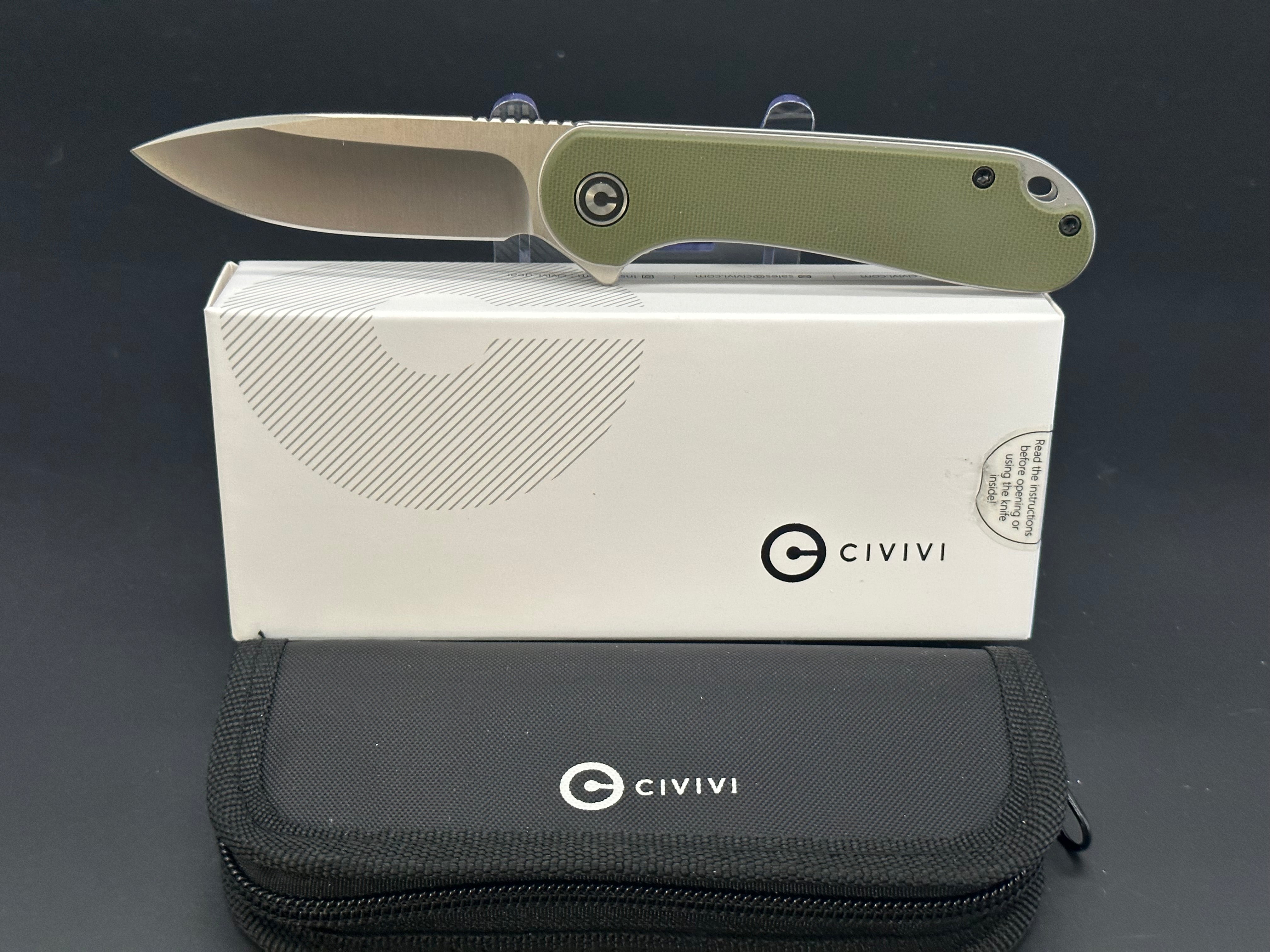 CIVIVI Elementum Folding Knife - Green G10 Handle, D2 Steel Blade - EDC Pocket Knife for Outdoor, Camping, and Everyday Carry