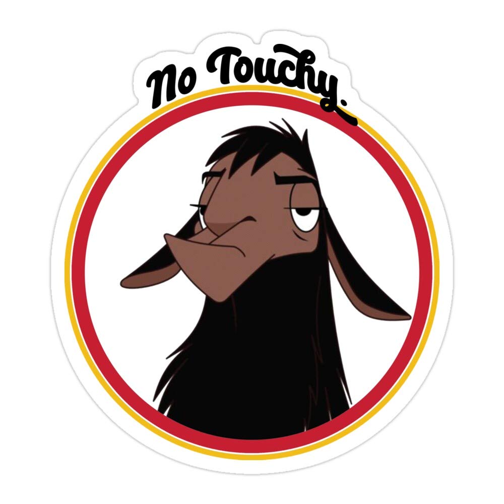 VMSTYLES (3 PCs/Pack) No Touchy Sad Llama Stickers - Emperor's New Groove Inspired, Funny David Spade Gift - 3x4 Inch Die-Cut Decals for Laptop, Car Bumper, Helmet, Water Bottle - Perfect for Disney Fans, Movie Lovers & Unique Gifts