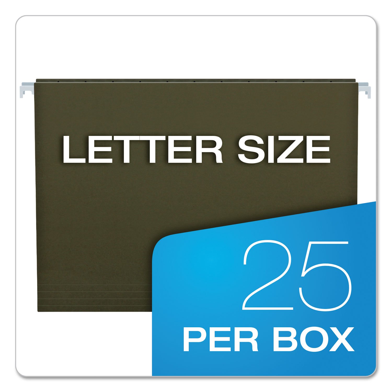 Pendaflex 81600 Standard Green Hanging File Folders - Untabbed Letter Size - 25/Box - Perfect for Office Organization & Document Storage