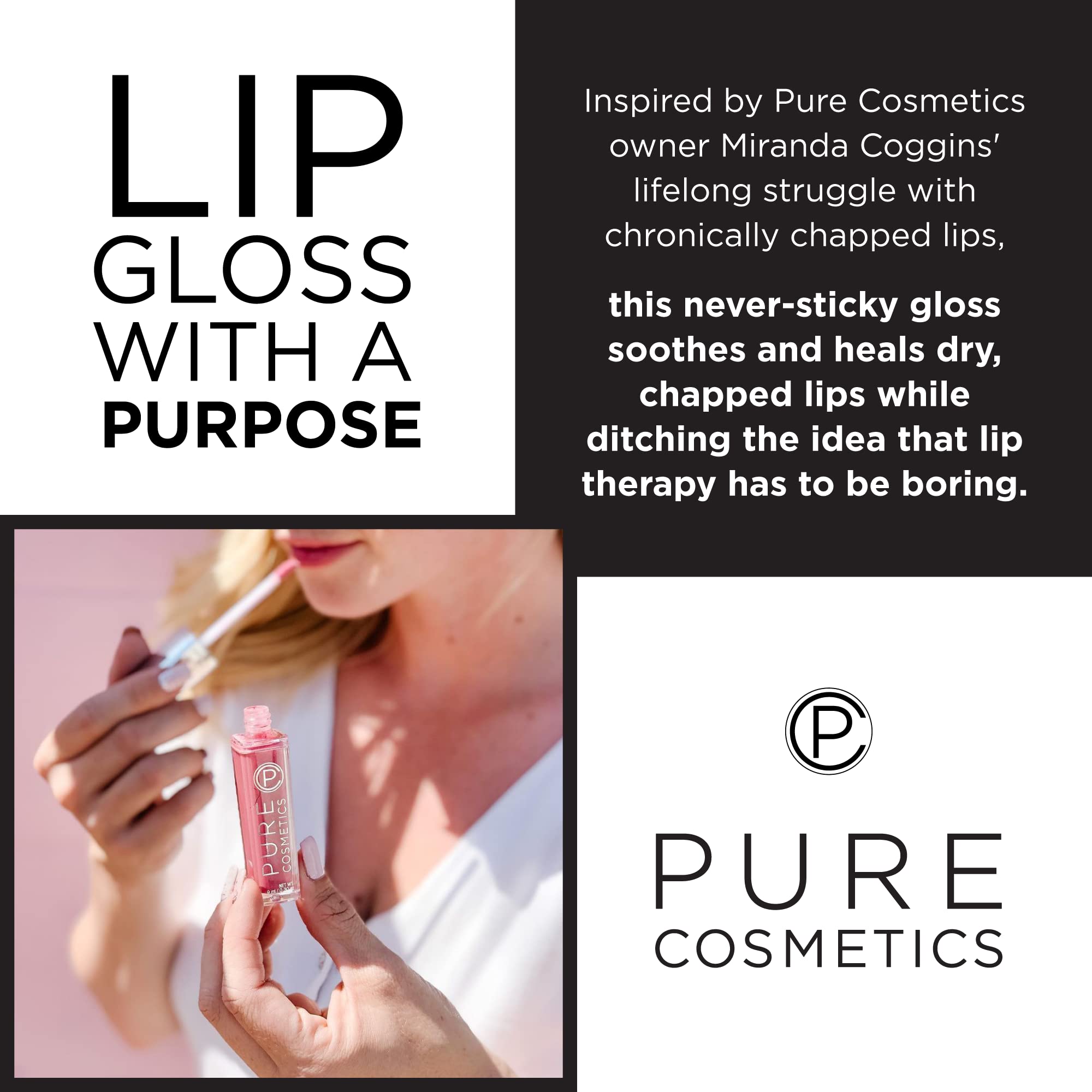 Pure Cosmetics Pure Illumination LED Lip Gloss with Mirror Applicator - Non-Sticky Hydrating Lip Gloss for Dry, Chapped Lips - Moisturizing & Healing Formula (Girl Crush) - Perfect for Night Out, Date Night & Everyday Glam
