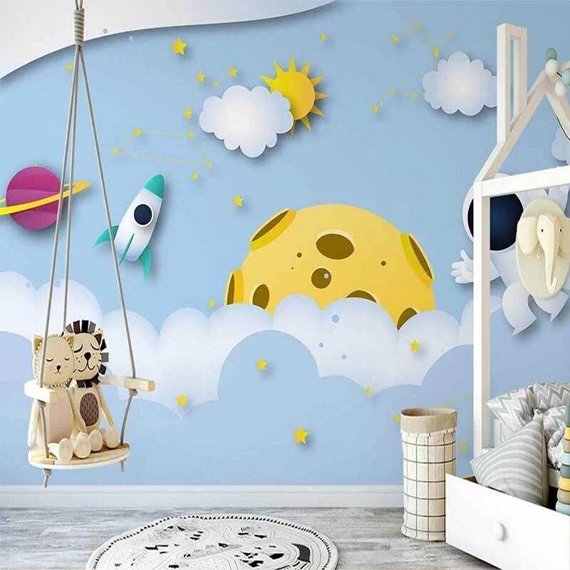 3D Astronaut Universe Wallpaper - Cosmic Adventure Space Theme for Kids Room & Nursery Decor | Perfect for Bedroom, Playroom & Classroom