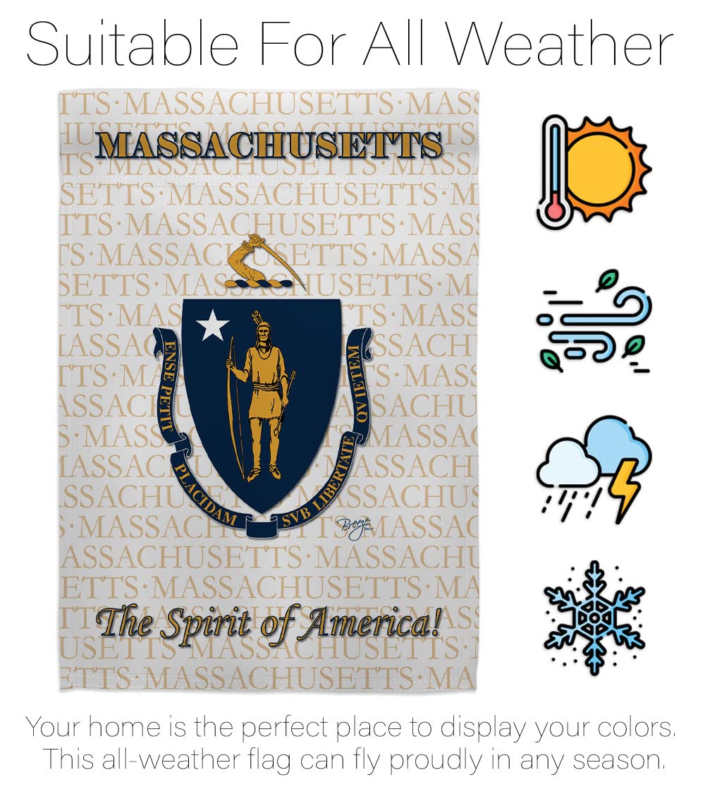 Massachusetts Americana House Flag Set 28x40