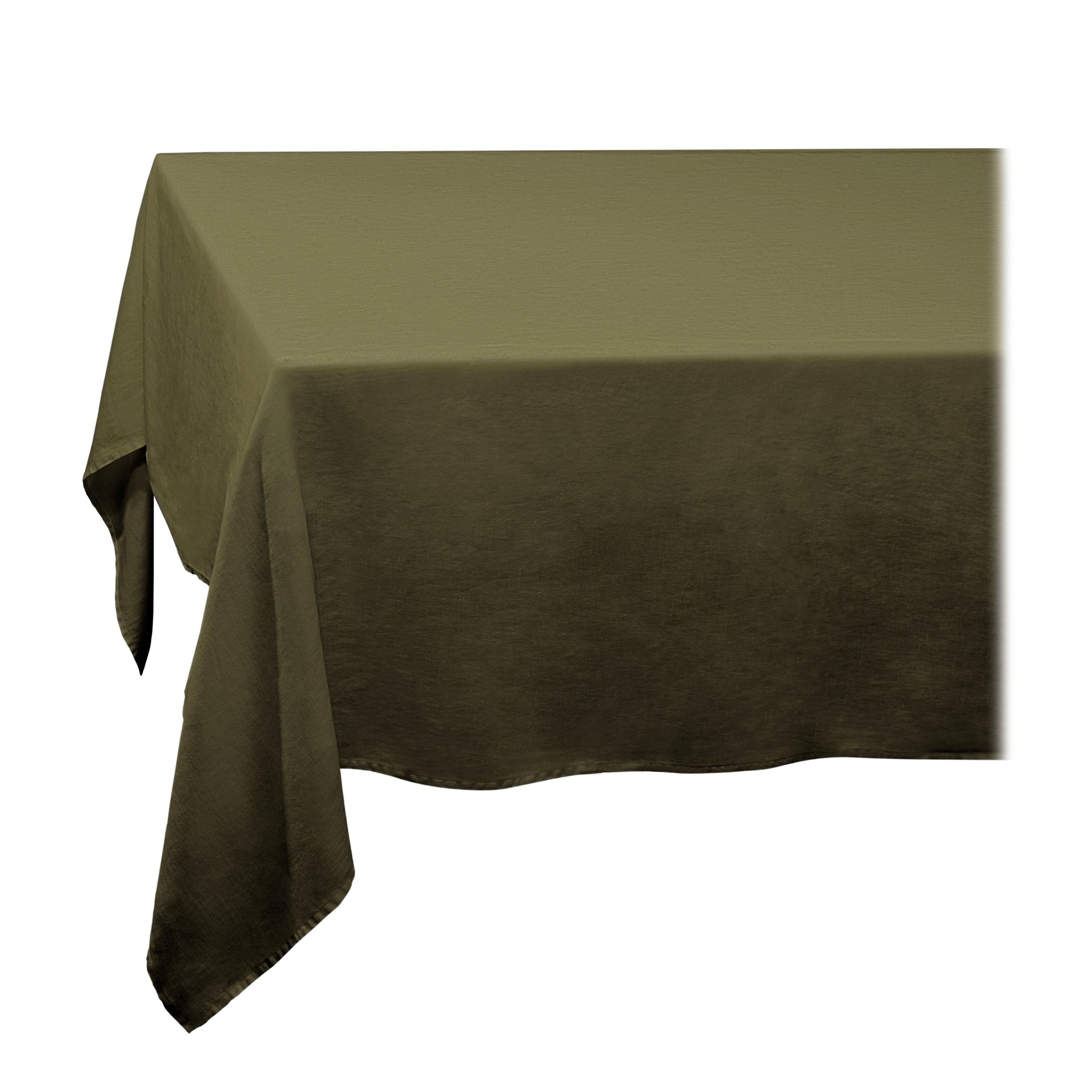 Premium Linen Sateen Tablecloth - Olive Green - 100% Natural Fabric - Elegant Dining Table Cover for Weddings, Parties & Home Decor