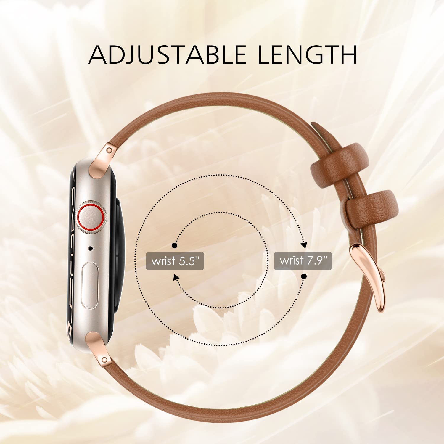 Eyamumo Genuine Leather Apple Watch Band - Compatible with Series 10/9/8/7/6/5/4/3/2/1/SE (38mm 40mm 41mm 42mm) - Premium Replacement Strap for Women & Men - Perfect for Work, Gym & Everyday Wear