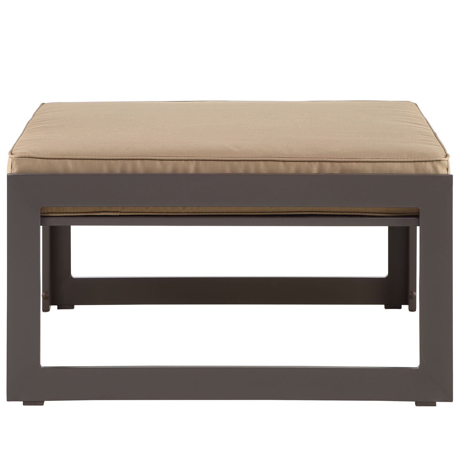Modern Outdoor Lounge Chair with Ottoman - Brown Fabric & Aluminum Frame - Patio, Balcony, Garden Relaxation & Comfort