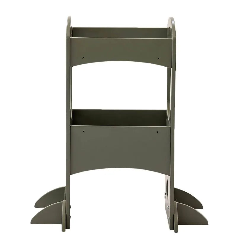 Montessori Learning Tower for Toddlers - Adjustable Height, Safe & Sturdy Olive Green Wooden Step Stool - Perfect for Kitchen, Baking & Playtime Activities