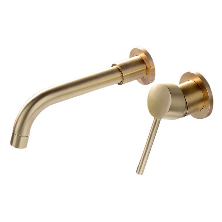 Brushed Gold Wall Mount Single Handle Bathroom Faucet with Swivel Spout - Brass Basin Mixer Tap for Sink - Perfect for Modern Bathroom Vanity & Powder Room Renovation