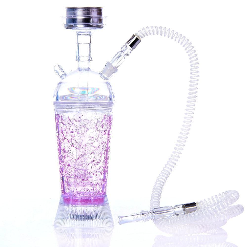 LED Light Up Acrylic Hookah Set with Stainless Steel Bowl, Hose & Charcoal Holder | Glow in The Dark Shisha Water Pipe for Parties & Home Relaxation | Jelly Hookah Bottle & Chicha Narguile Accessories