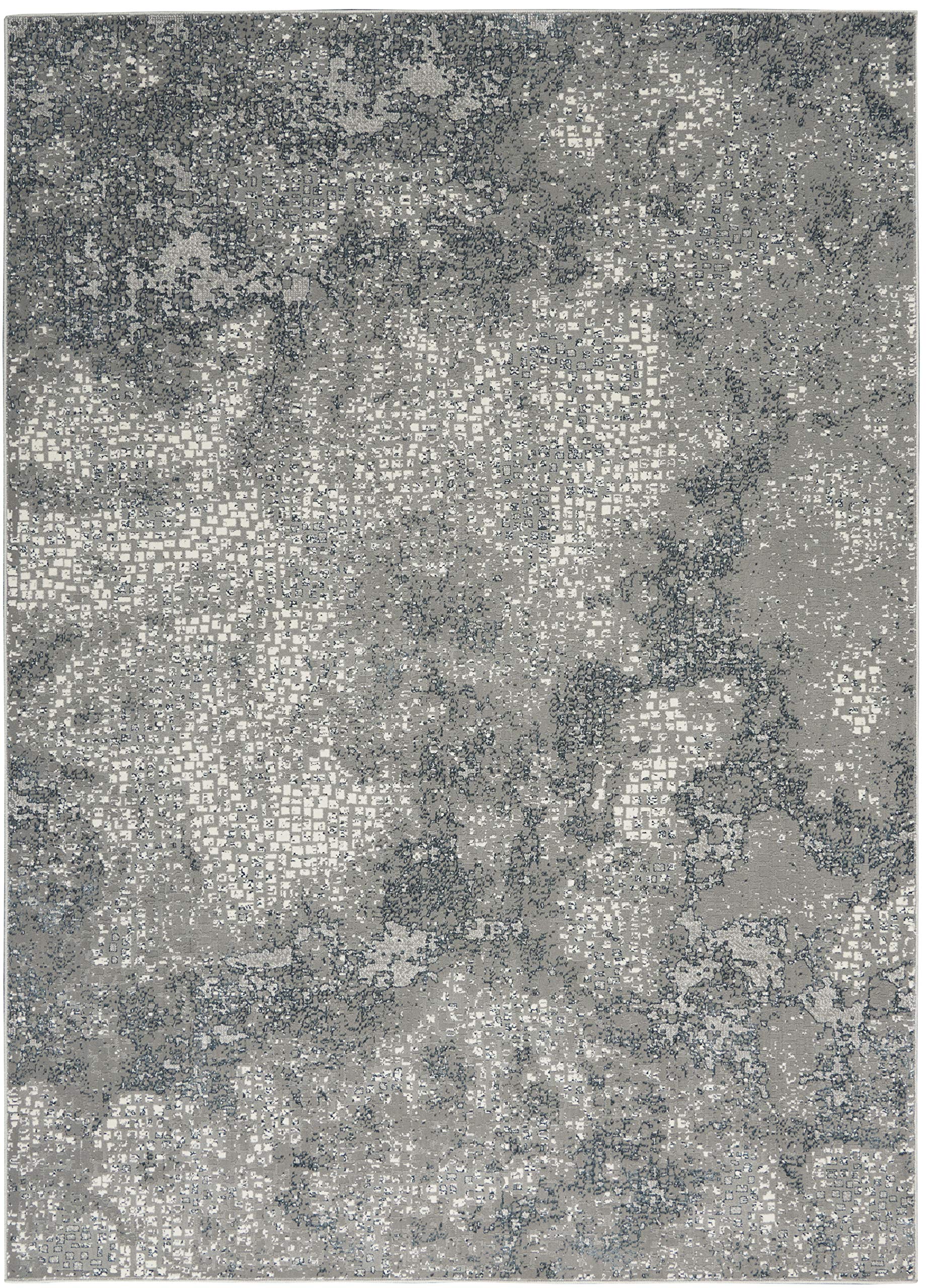 Michael Amini Nourison MA90 Uptown Abstract Grey Area Rug 5' x 7' (5'3