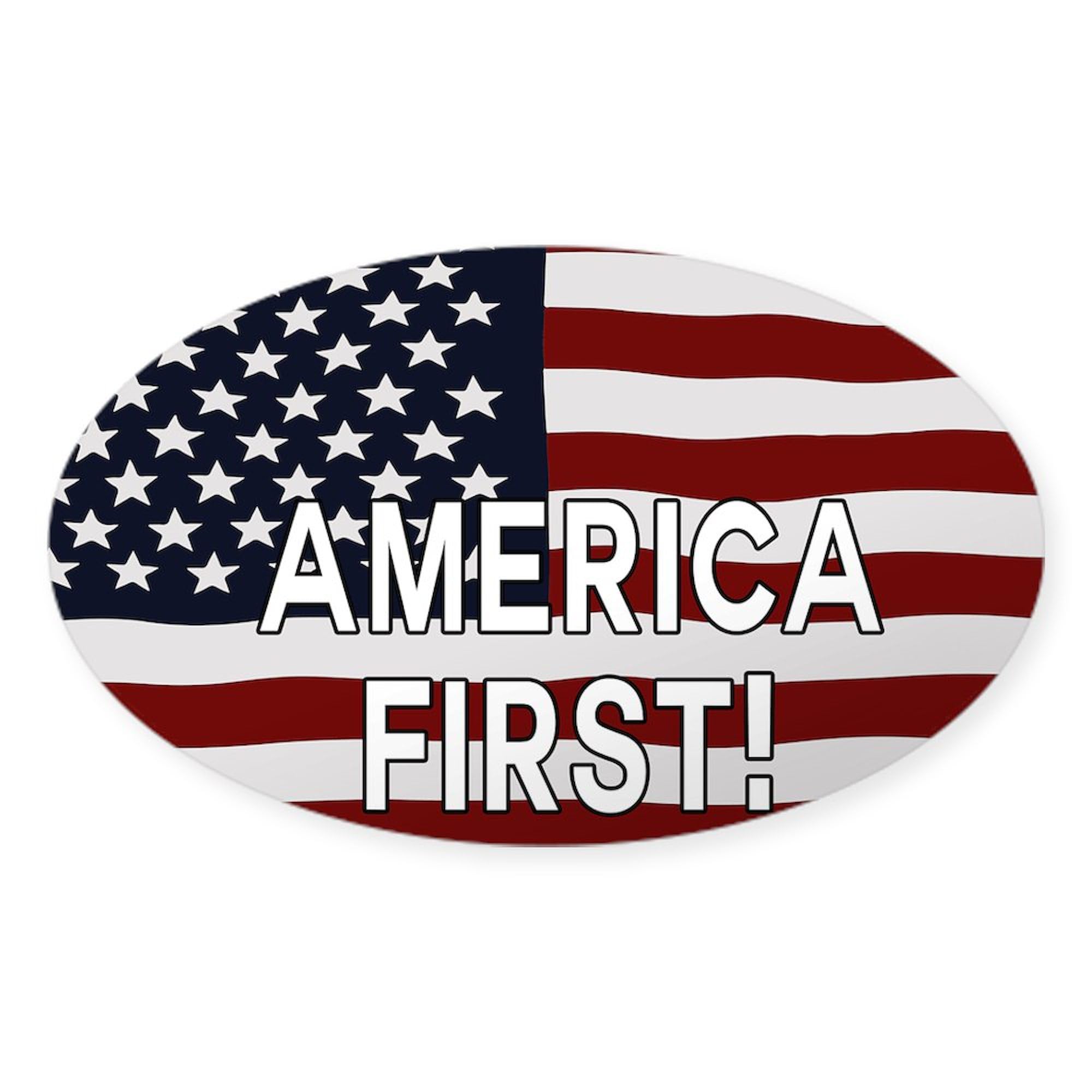 America First USA Flag Oval Car Bumper Sticker - Patriotic Decal for Cars, Trucks, Laptops & Windows | Show Your American Pride