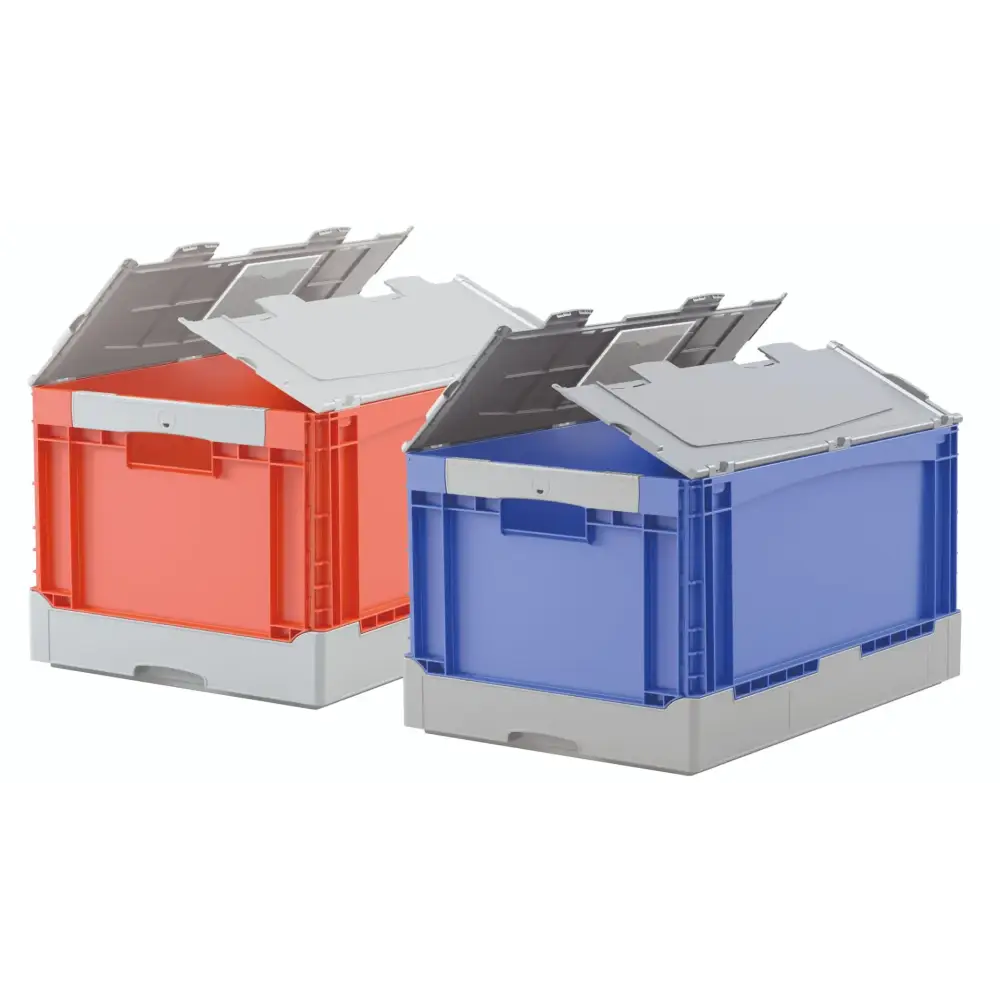 Foldable Euro Containers - Stackable Plastic Storage Bins for Home, Office & Warehouse Organization - Perfect for Moving, Closet Storage & Retail Display