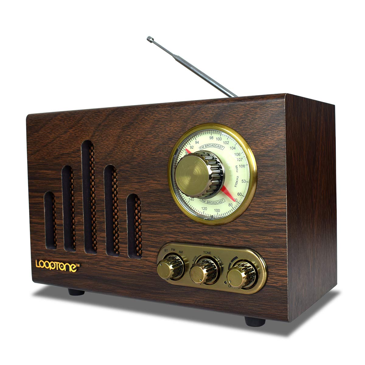 Vintage Wooden FM AM Radio with Bluetooth, MP3 Player, Built-in Speaker & Antenna - Retro Style Wireless Radio for Kitchen, Living Room, Office | Perfect for Coffee Breaks, Relaxing at Home & Background Music