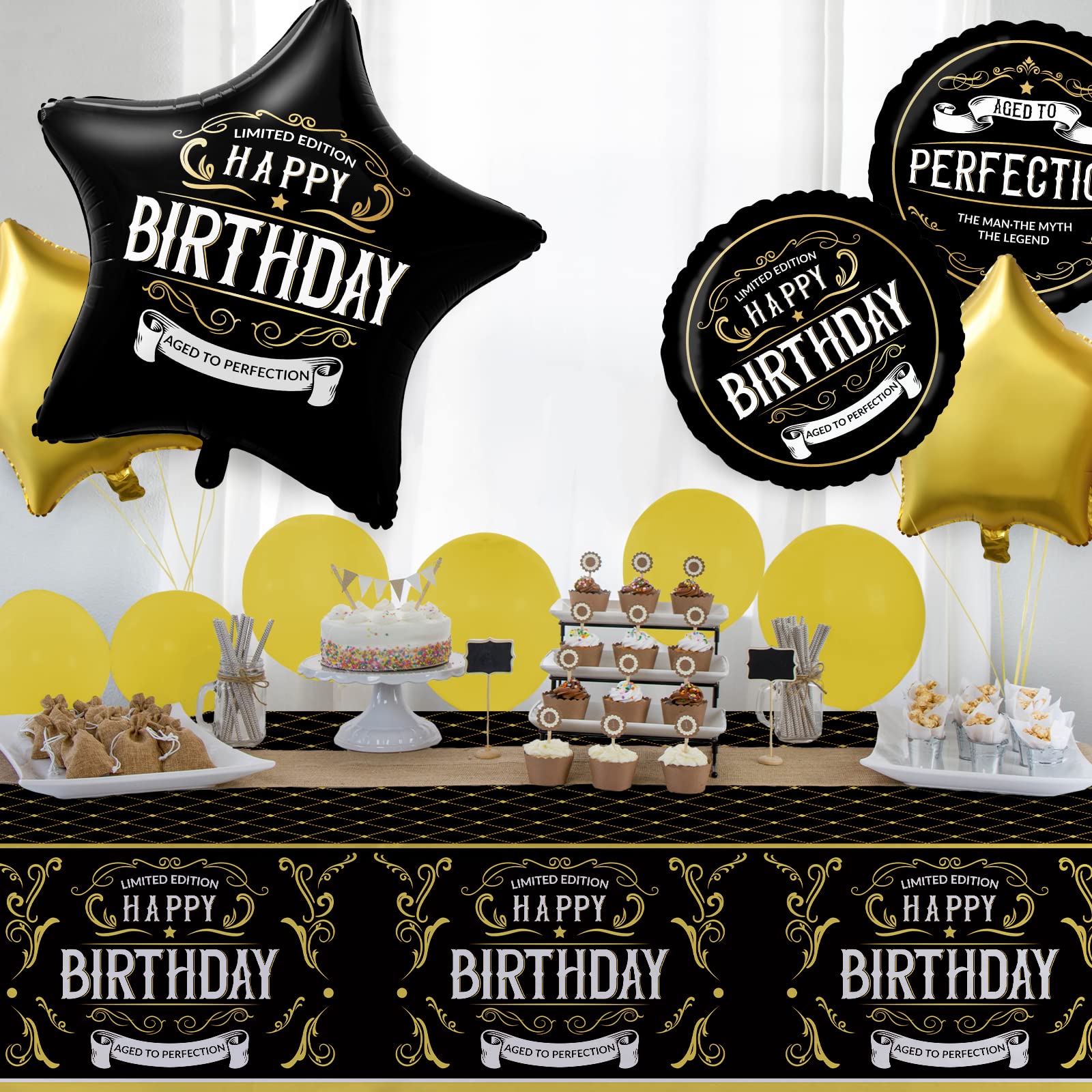Black and Gold Better With Age Foil Balloon - Happy Birthday Decorations for Men | Adult Birthday Party Supplies for 40th, 50th Milestone Celebrations, Office & Home Decor