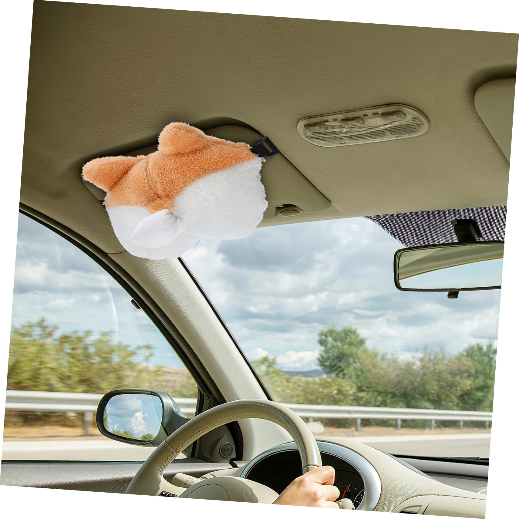 Cute Corgi Car Tissue Holder - Car Napkin Dispenser & Organizer for Car Armrest Box | Soft & Durable Napkin Storage Container | Perfect for Road Trips, Daily Commute & Family Travel Accessories