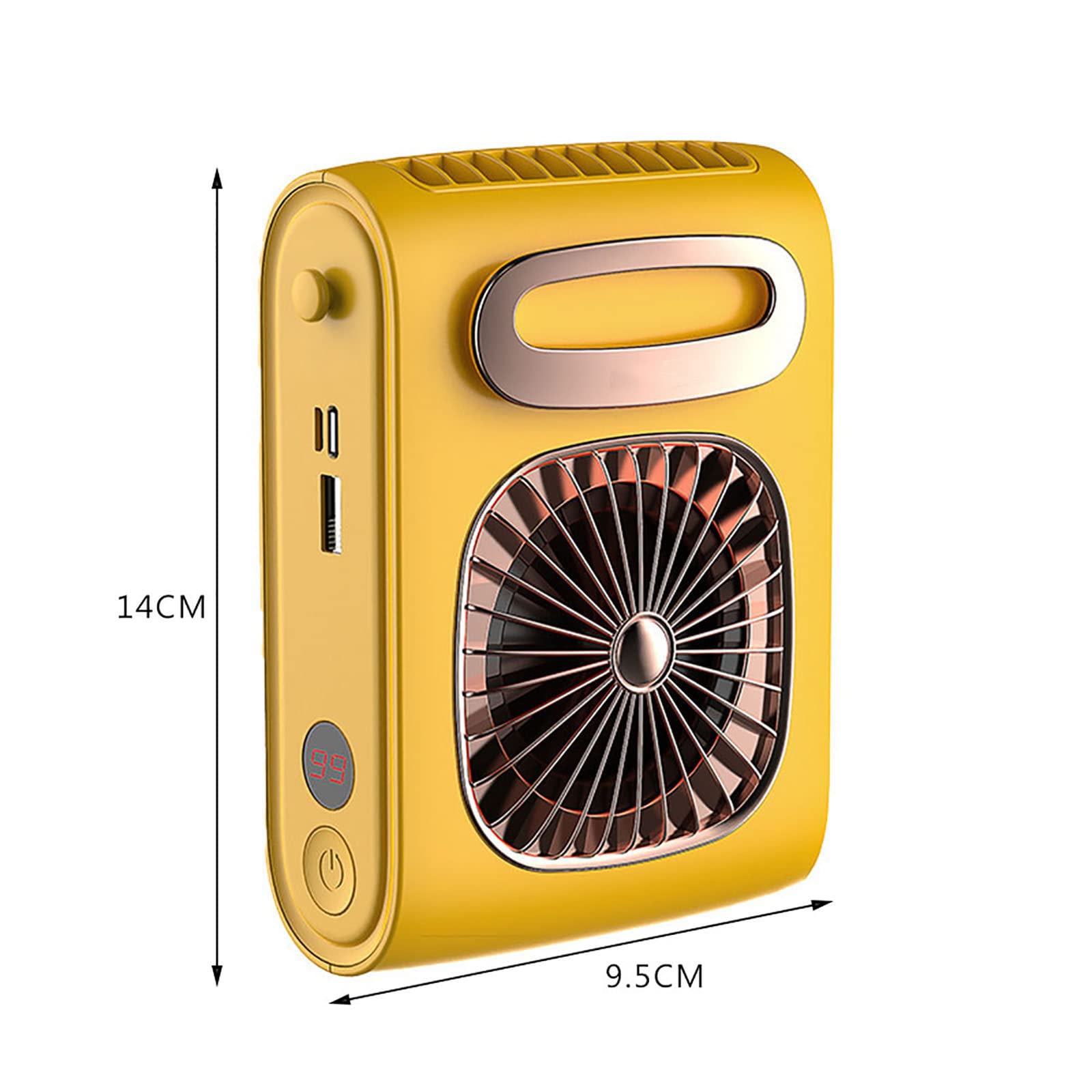 Portable USB Rechargeable Waist Fan - Hanging Neck Mini Air Conditioner for Outdoor Sports & Activities - 12-30 Hours Battery Life (Yellow) | Perfect for Hiking, Camping, Gym Workouts & Summer Travel