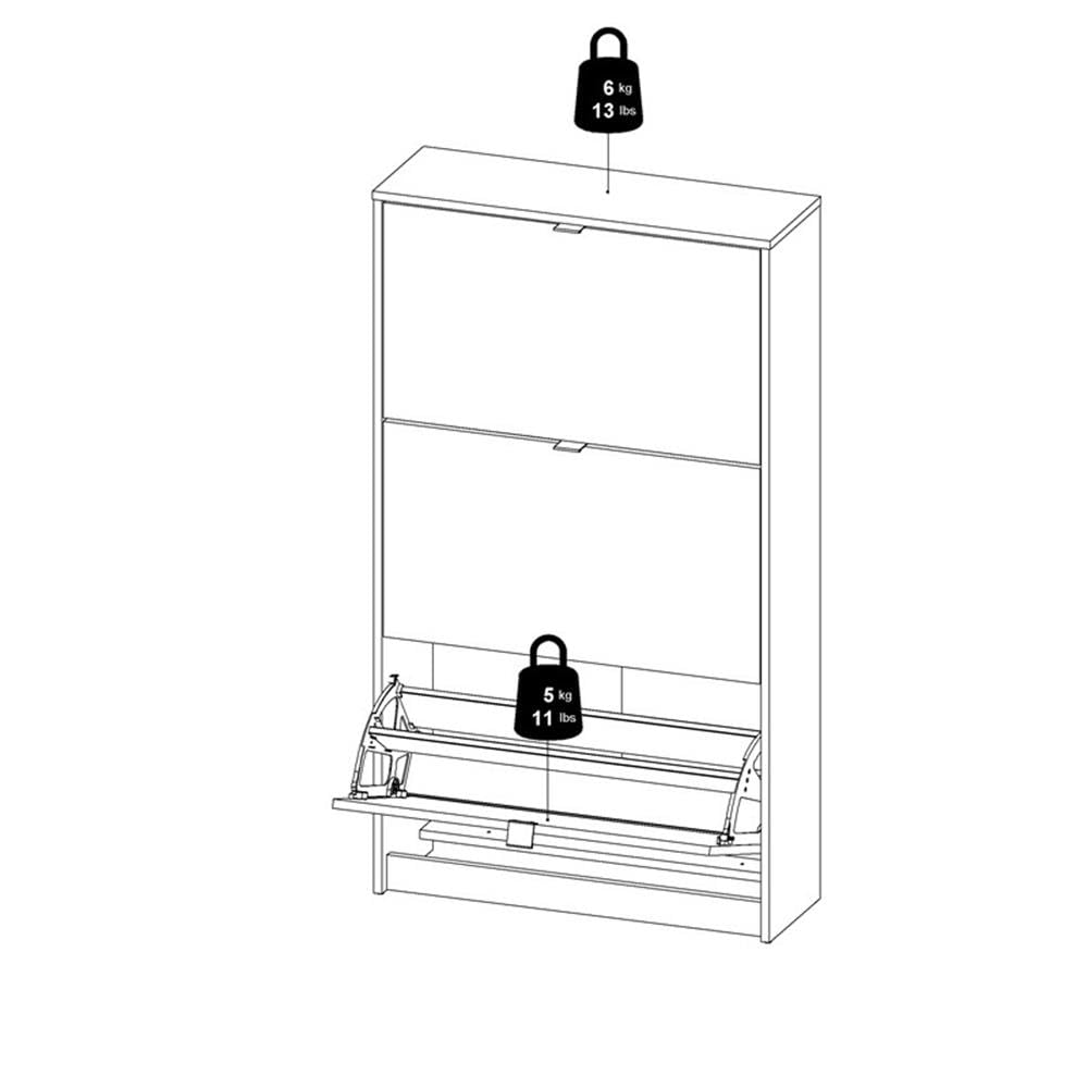 TVILUM White Shoe Cabinet - Modern Entryway Storage Organizer for Shoes, Boots & Accessories | Perfect for Hallway, Closet & Mudroom Organization