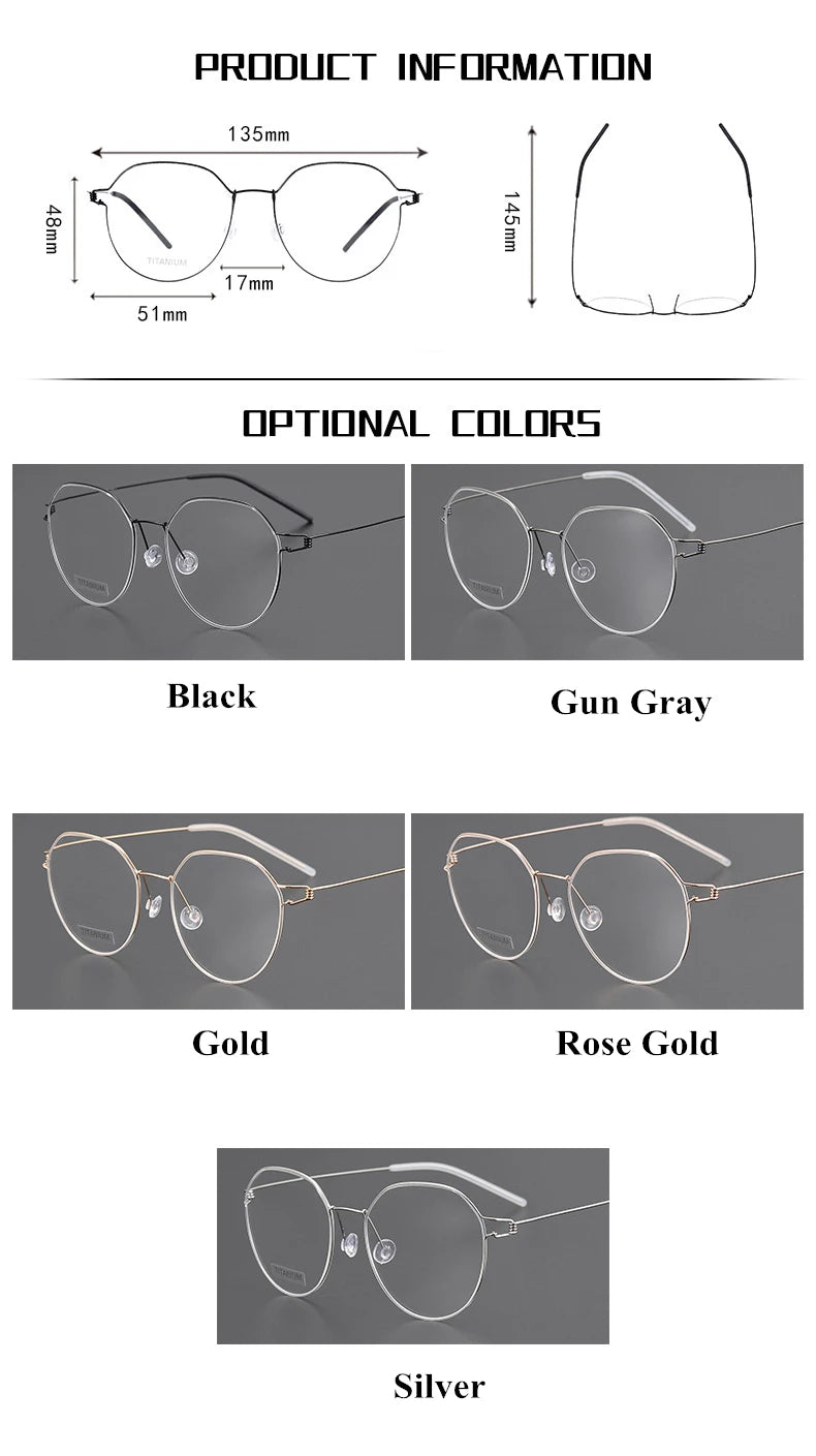 Stylish Black Titanium Full Rim Round Eyeglasses for Women - Lightweight & Durable Flat Top Frame - Perfect for Office, Reading & Everyday Fashion