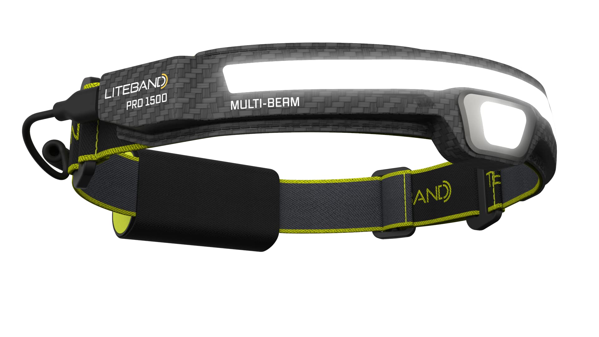 Liteband PRO 1500 Lumens Rechargeable LED Headlamp - Super Bright Tactical Flashlight for Hard Hats, Mechanics, Camping & Running | Waterproof Forehead Light with Carbon Fiber Design | Perfect for Outdoor Adventures, Night Work & Emergency Situations