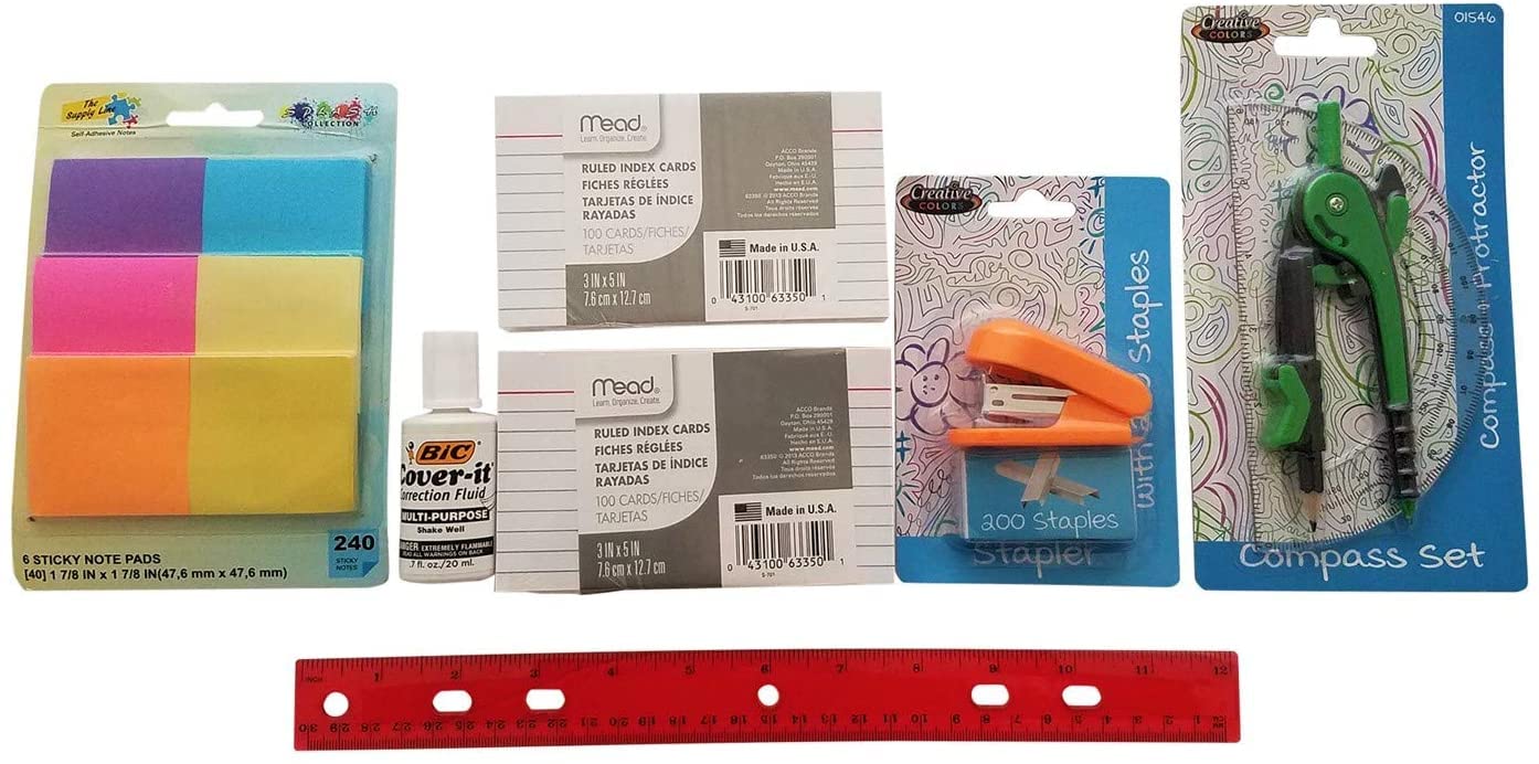 60+ Piece School Supply Bundle for Middle, High School & College Students - Binders, Mechanical Pencils, Sharpie Markers, Highlighters, Folders, Notebooks, Paper, Sheet Protectors, Index Cards & More - Perfect for Classroom, Dorm & Study Organization