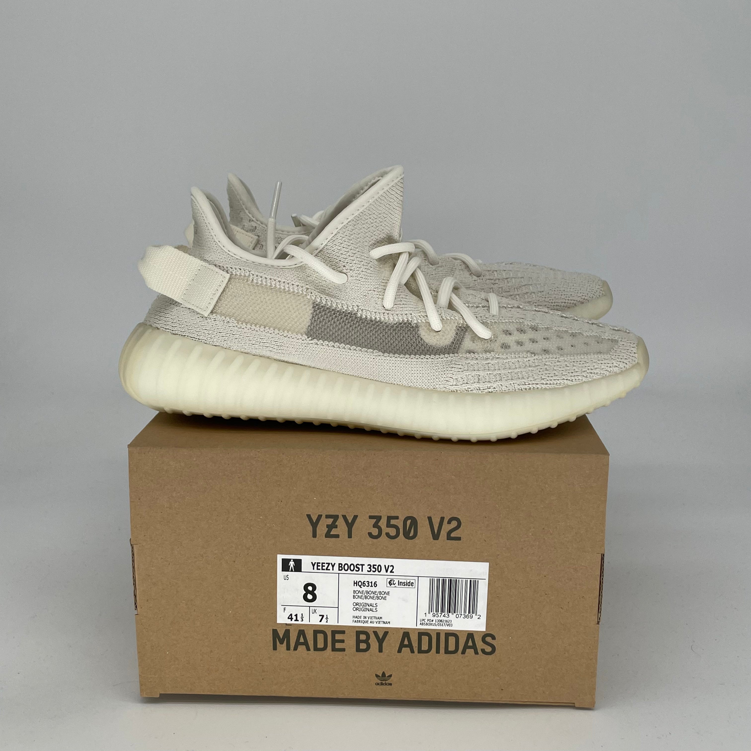Adidas Yeezy Boost 350 V2 'Bone' Sneakers - Men's Size 8 / Women's Size 9.5 (Style HQ6316) | Comfortable Running Shoes for Casual Wear & Street Fashion