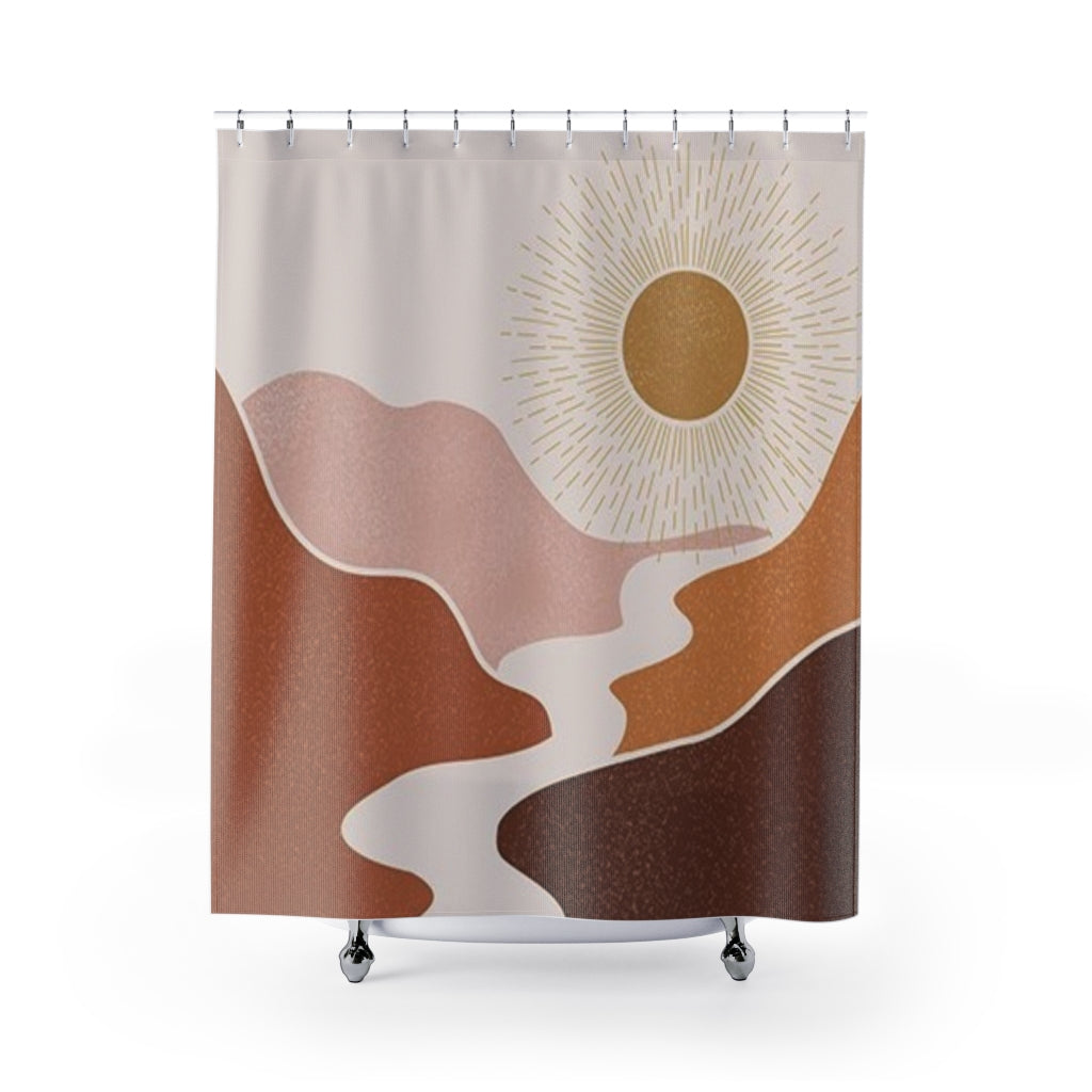 Stylish River Valley Shower Curtain - Waterproof Bathroom Decor for Modern Homes | Perfect for Spa-Like Showers & Bathroom Makeovers