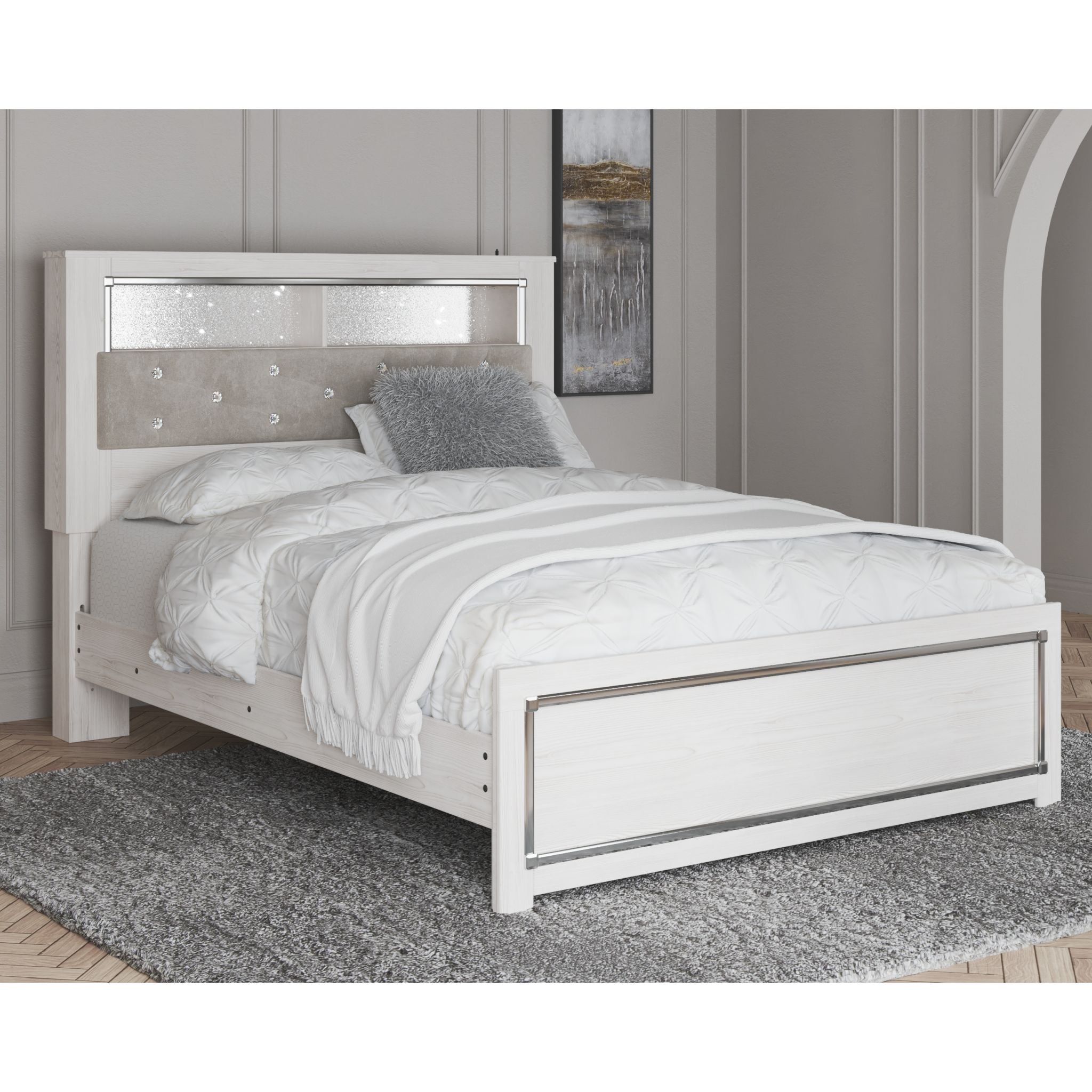 Altyra White Bookcase Bed with Storage - Modern Space-Saving Bed Frame for Small Apartments & Dorm Rooms