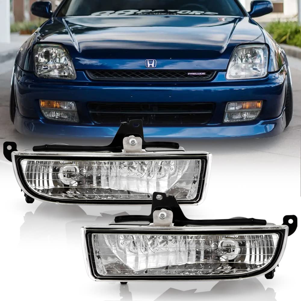 ACANII Clear Bumper Fog Lights Driving Lamps Assembly for 1997-2002 Honda Prelude - Driver & Passenger Side - Perfect for Night Driving and Enhanced Visibility in Foggy Conditions