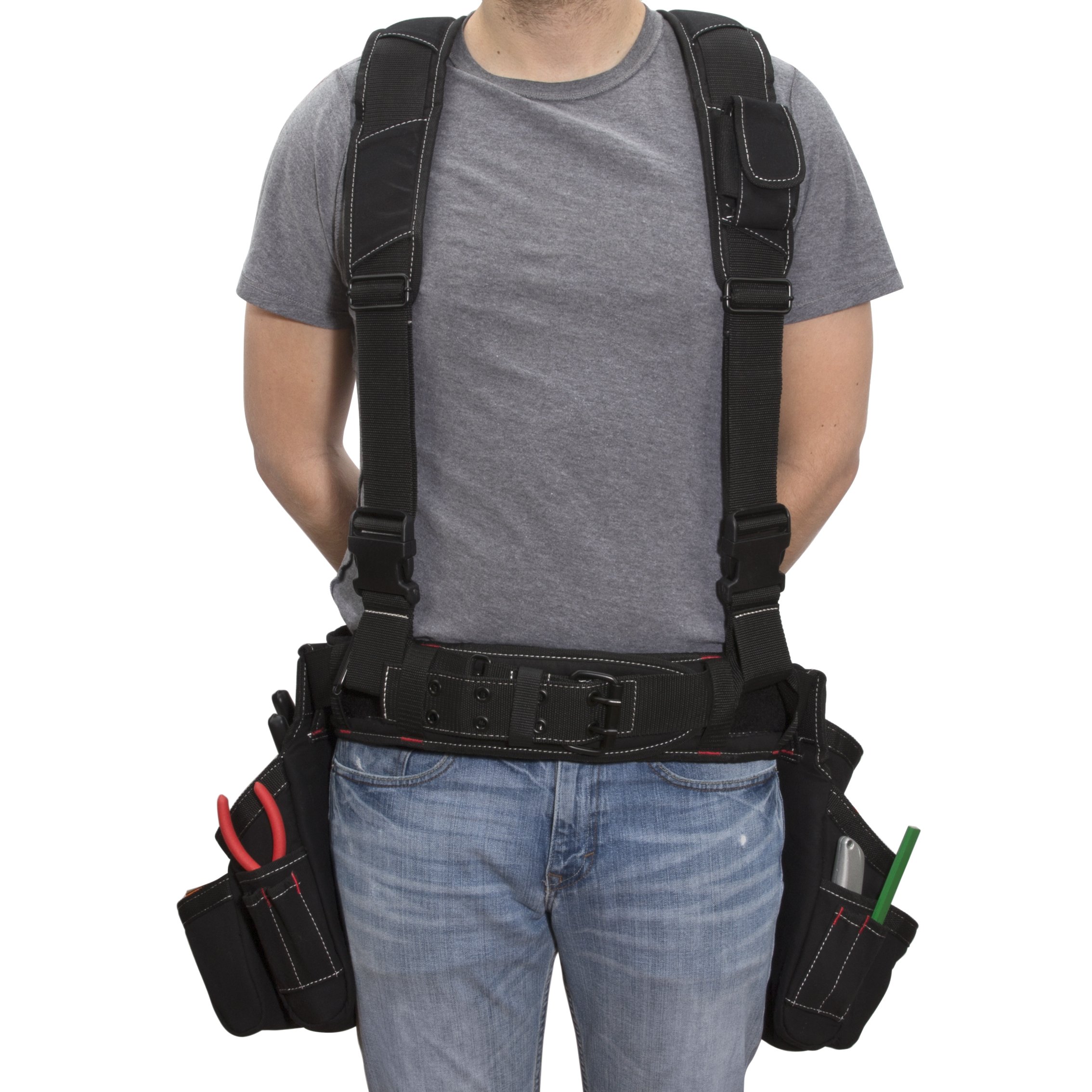 Dickies 4-Piece Carpenter's Rig with Padded Tool Belt Suspenders - Cooling Mesh Design & Steel Buckle (Black) - Durable Workwear for Construction & Home Improvement Projects
