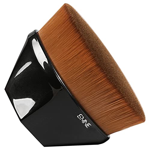 ISMINE Flat Top Kabuki Brush for Liquid & Powder Foundation - Blending Makeup with Bonus Case (Black) - Perfect for Flawless Blush & Contouring