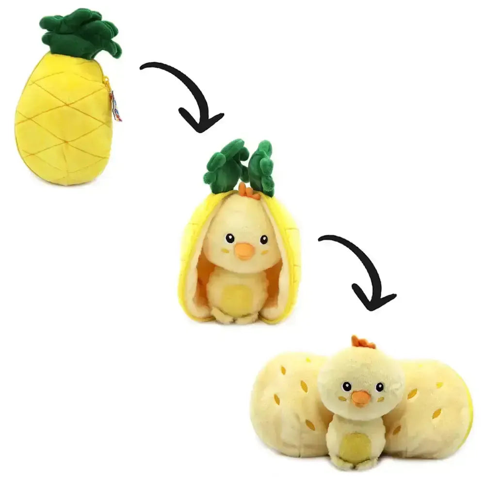 Speedy Monkey Flipetz Plush Toy - Cute Nugget the Chick & Pineapple Stuffed Animals for Kids | Perfect for Gifts, Nursery Decor, and Cuddling