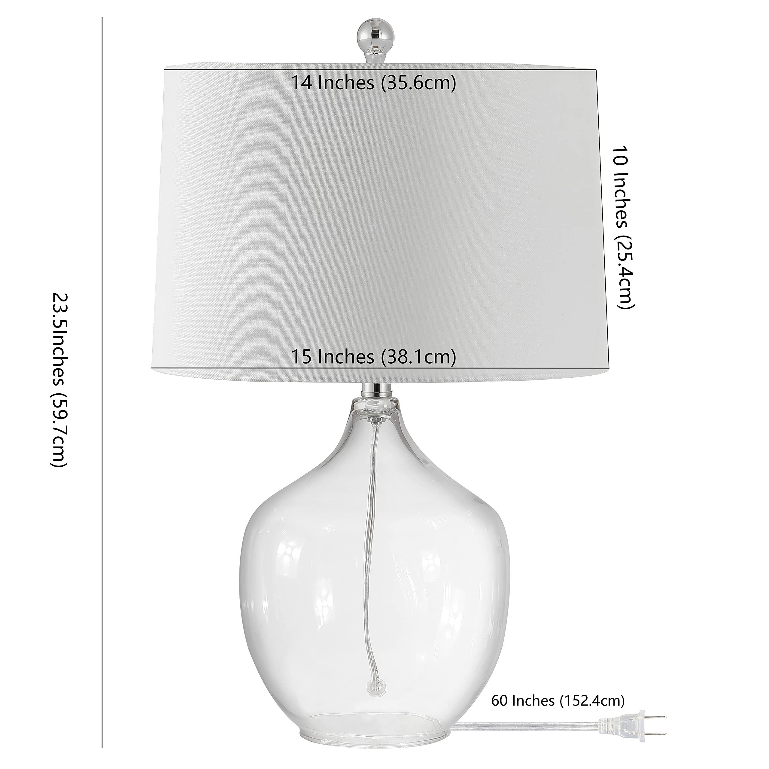 SAFAVIEH Orlen 24-inch Clear Glass Table Lamp with LED Bulb - Modern Bedside, Living Room & Office Lighting for Home Decor