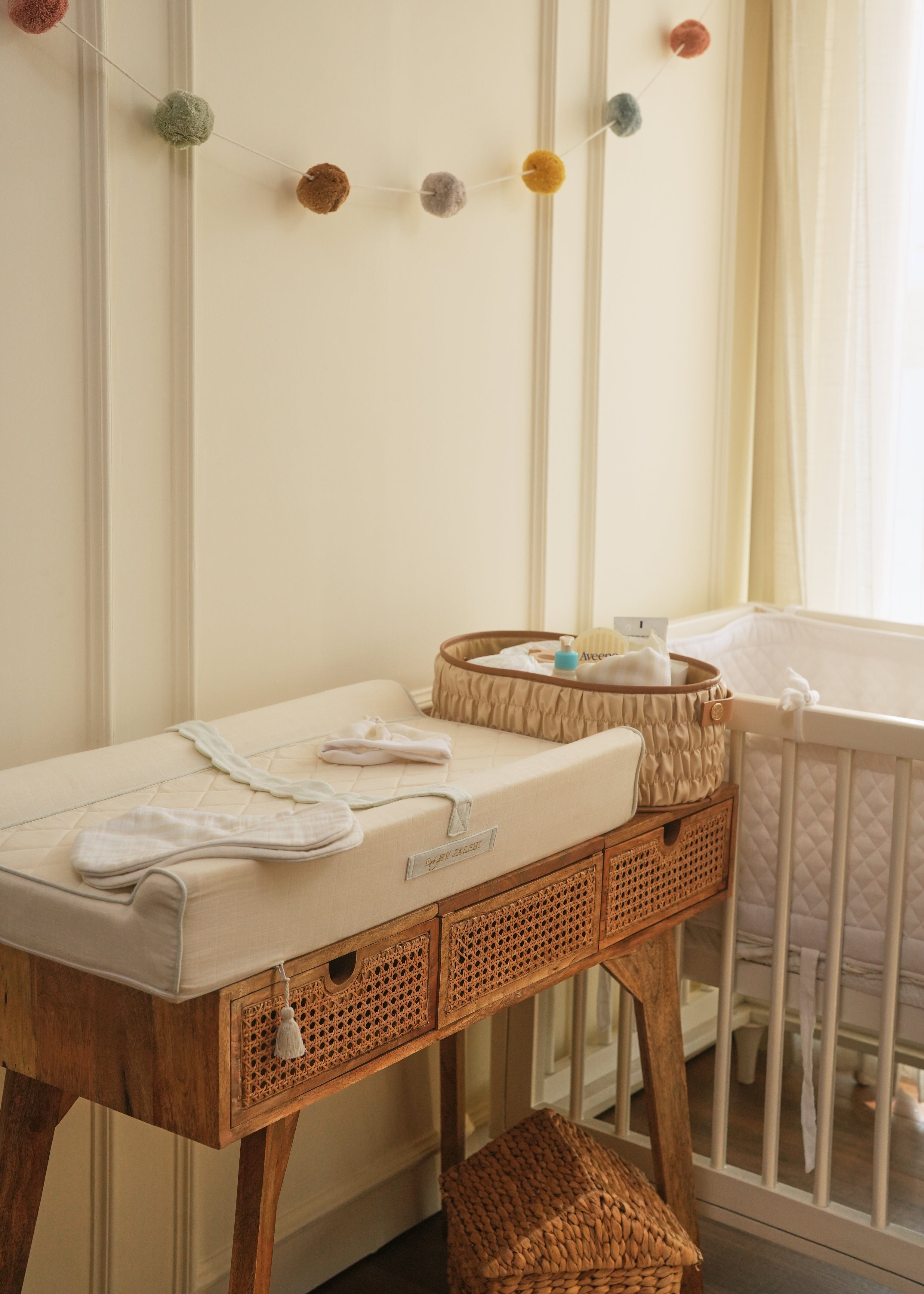 Portable Baby Changing Station - Soft Ecru Fabric for Diaper Changes On-The-Go | Perfect for Travel, Nursery & Daycare Use