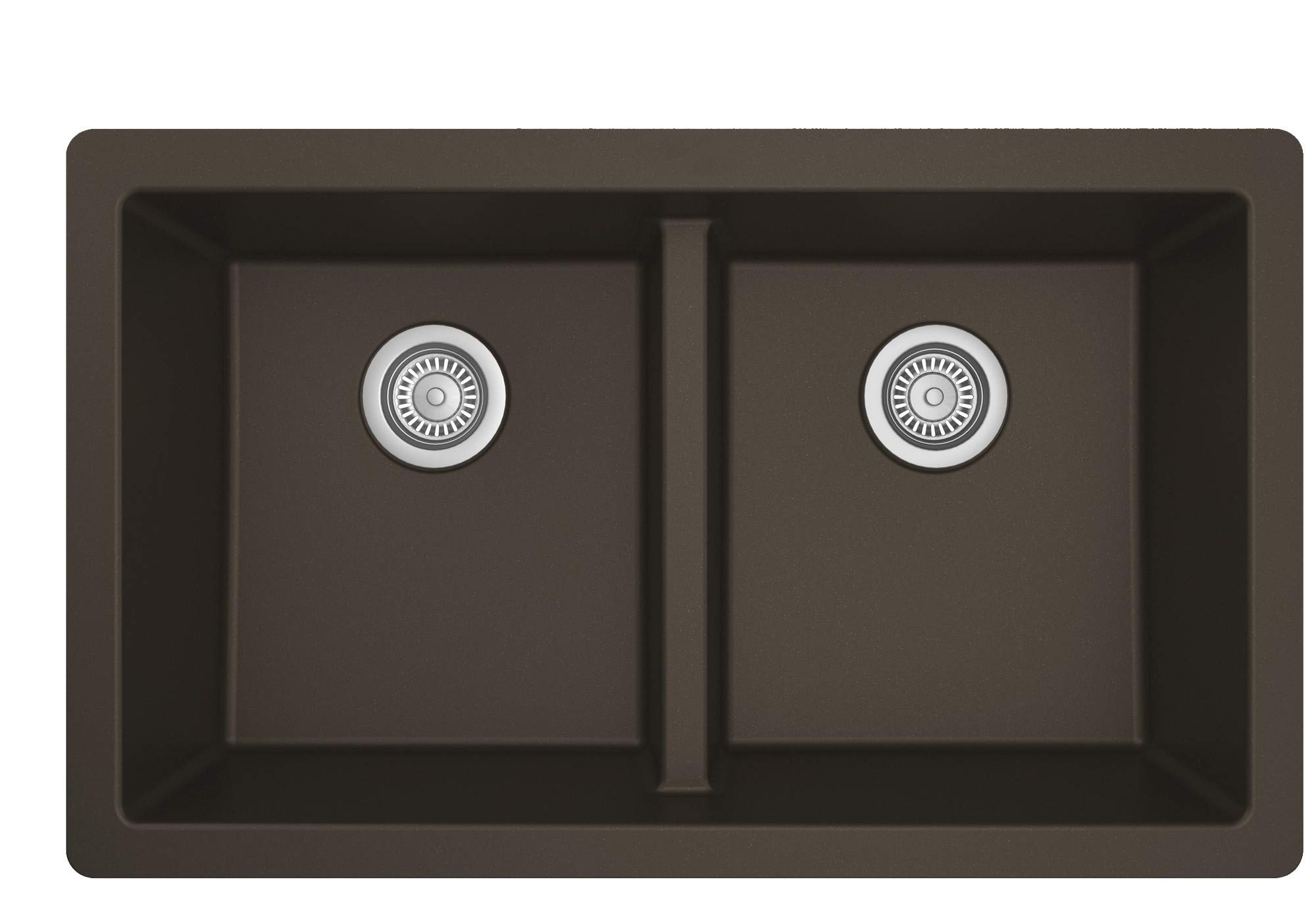 Karran QU-810 32-Inch Undermount Double Equal Bowl Quartz Kitchen Sink in Brown - Perfect for Modern Farmhouse & Contemporary Kitchen Designs