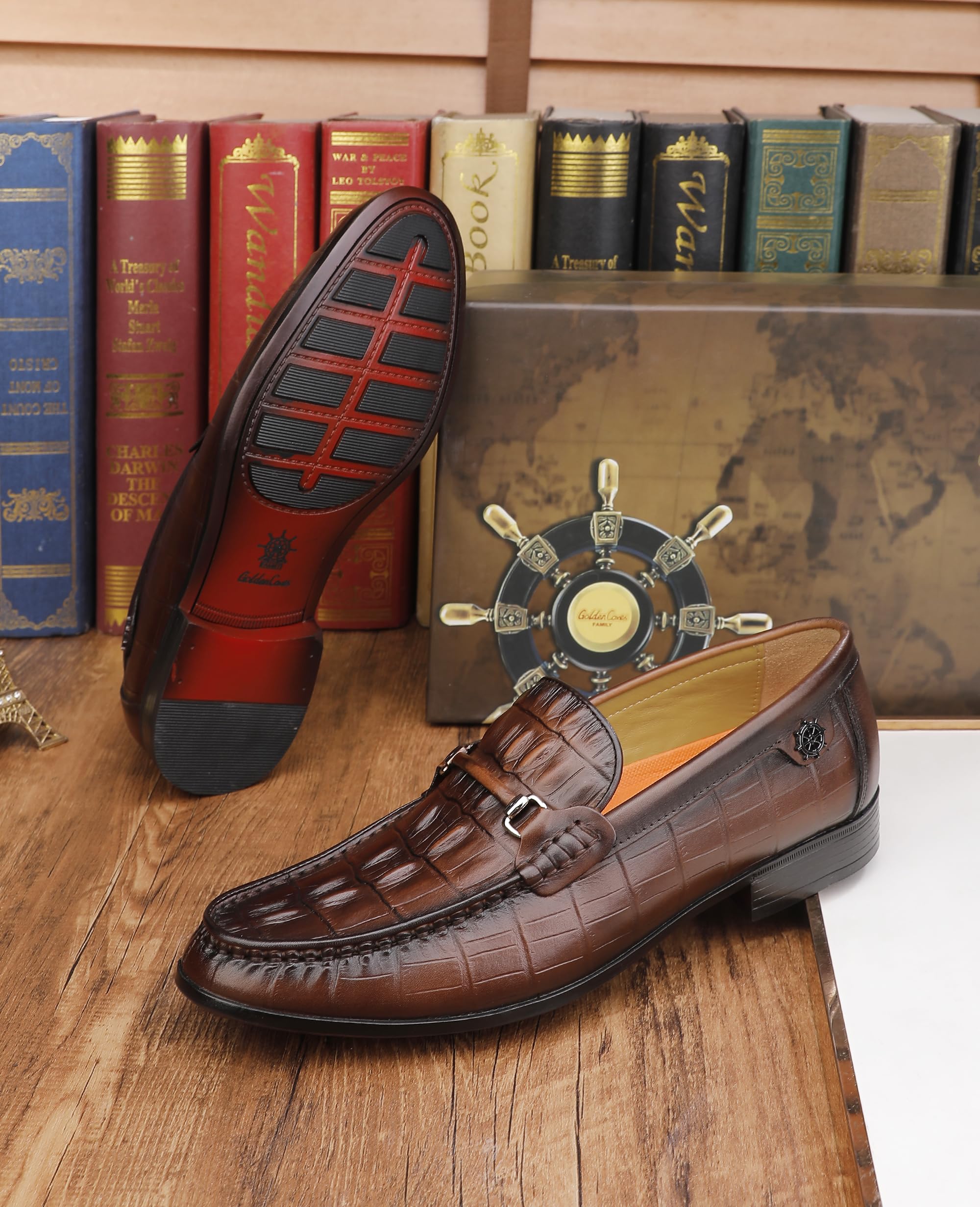 Premium Men's Leather Dress Shoes - Black Crocodile Print Business Loafers for Formal & Casual Wear | Slip-On Comfort for Office, Parties & Special Events
