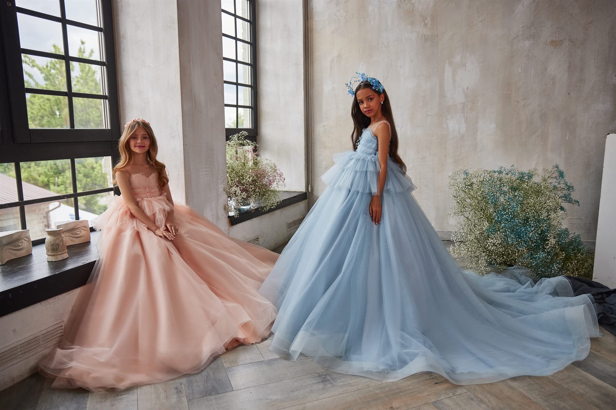 Emanni Girls Luxury Tulle Princess Flower Girl Dress for Weddings, Birthday Parties & Special Occasions - Perfect for Flower Girls, Pageants & Formal Events
